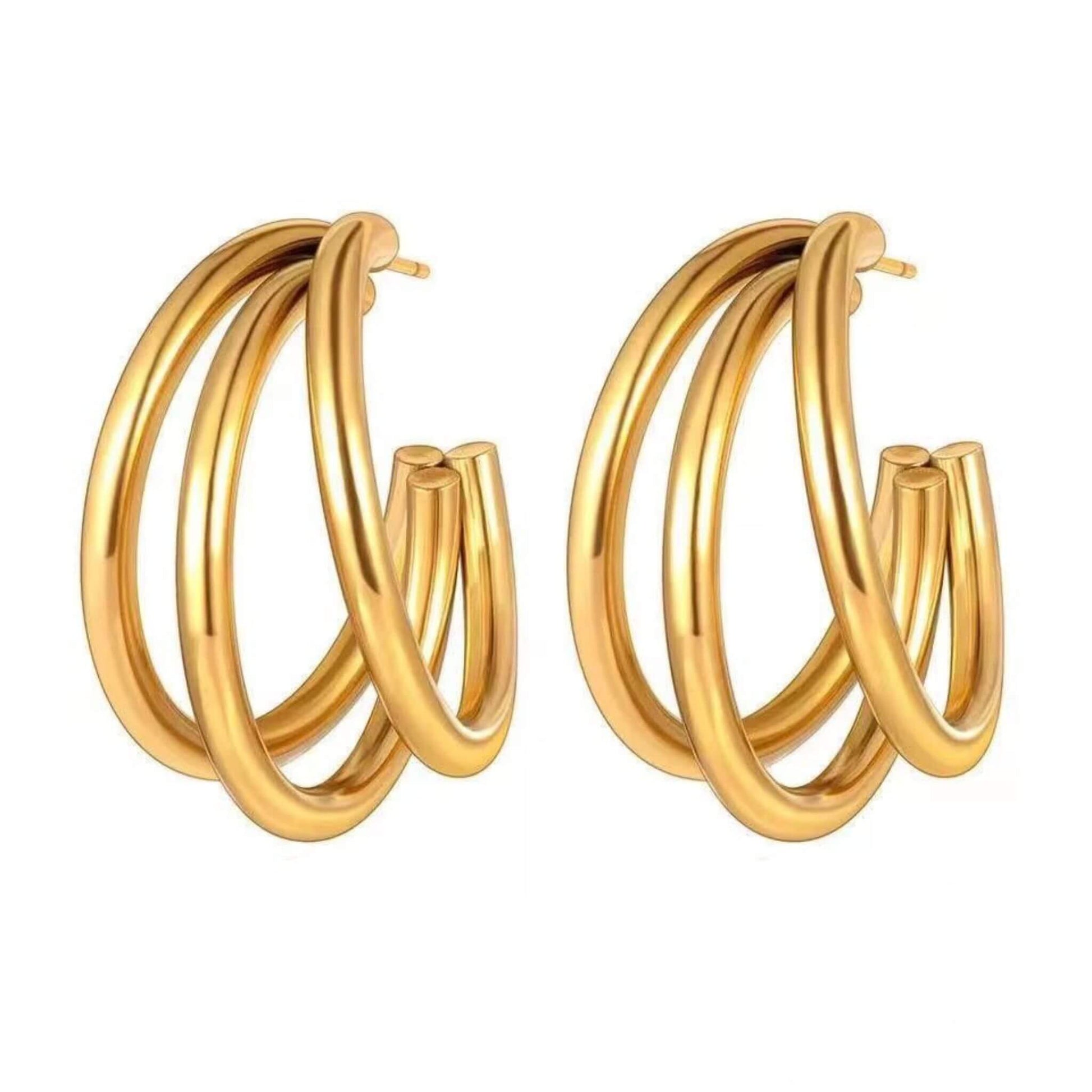 25mm multilayer hoop earrings in 18K gold plated stainless steel