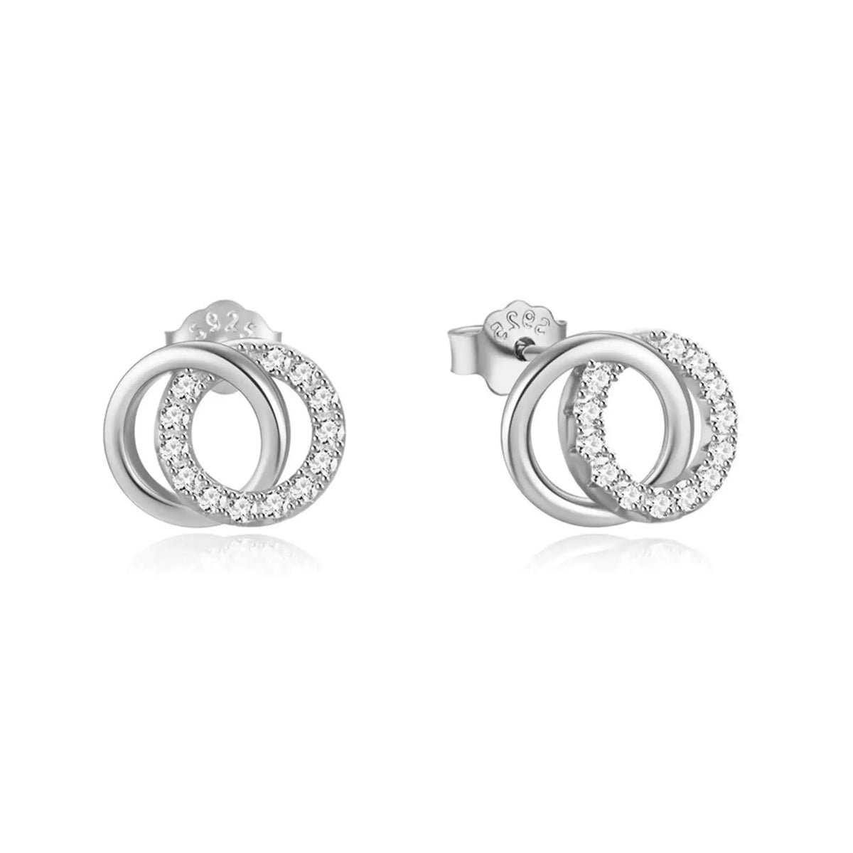 925 Sterling Silver Hollow Double Circle Earrings