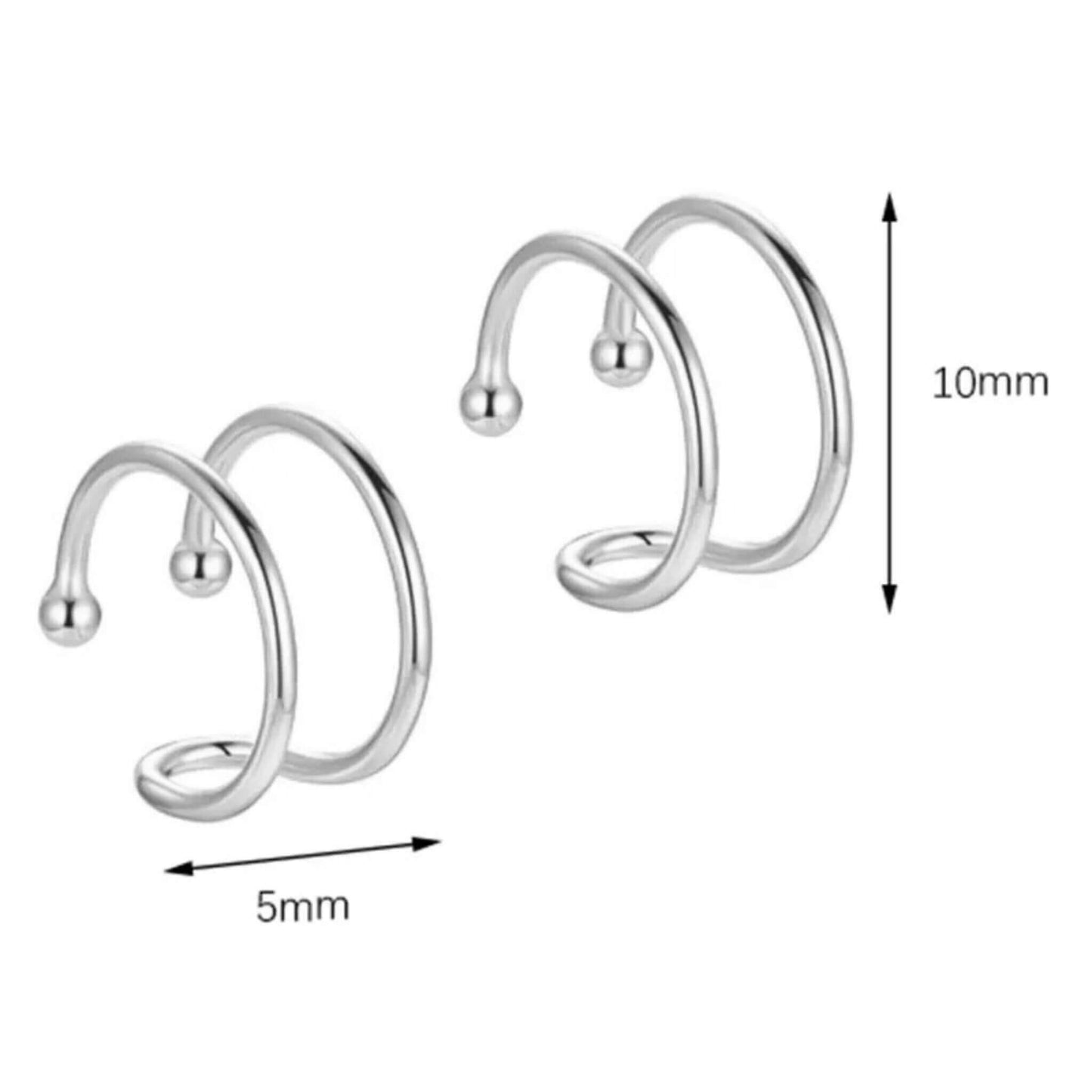 925 Sterling Silver Double Loop Cuff Earrings | Minimalist Ear Cuffs