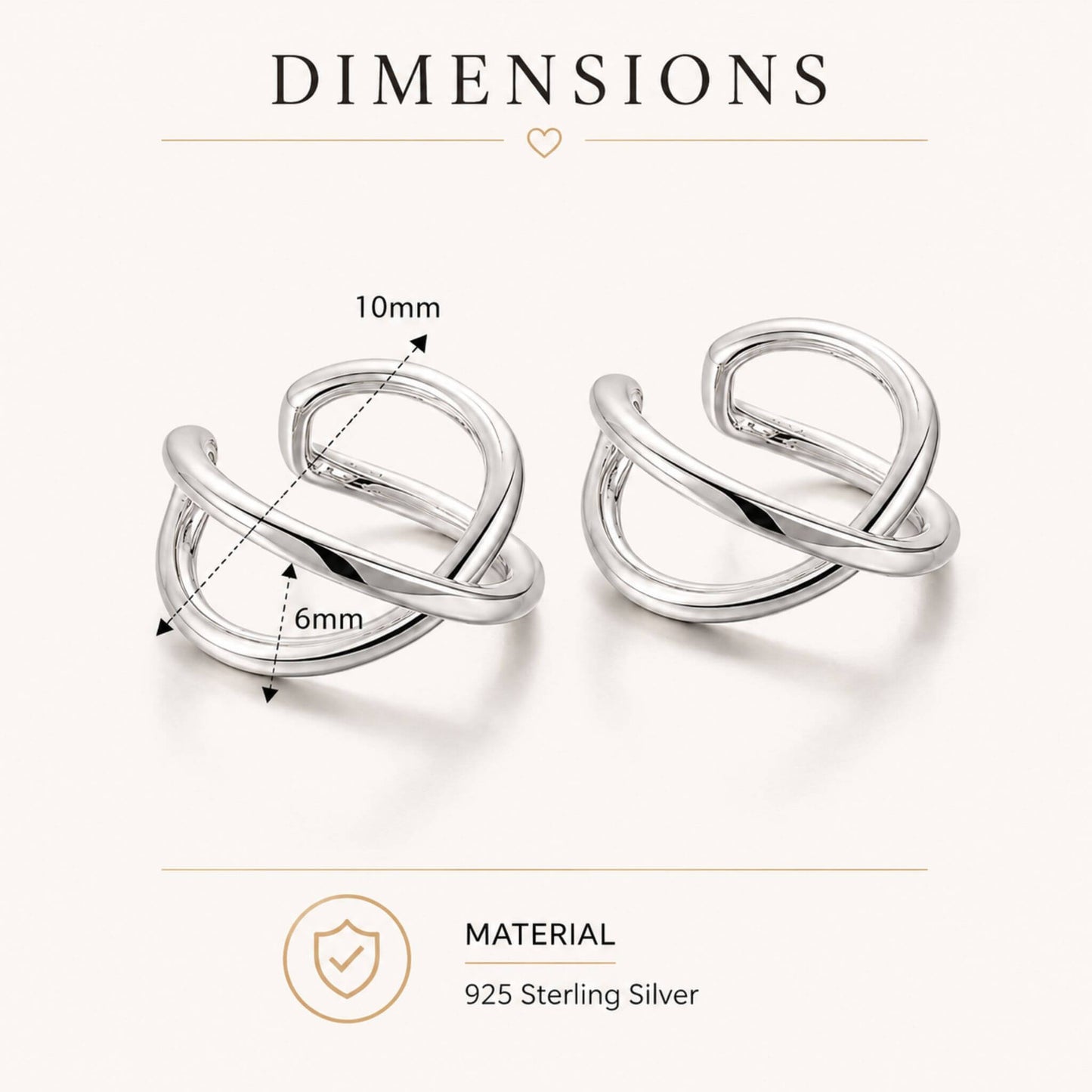 925 Sterling Silver Cross Knot Minimalist Ear Cuff