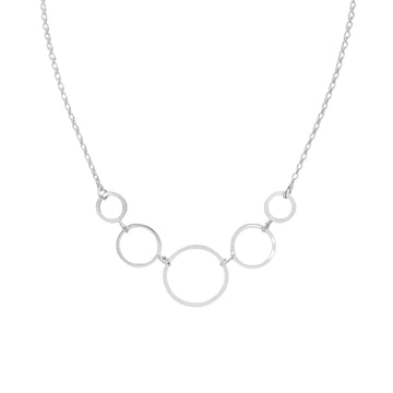 925 sterling silver interlocking circle necklace with five linked minimalist circles