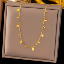 Adjustable gold-plated necklace with modern minimalist rectangle charms
