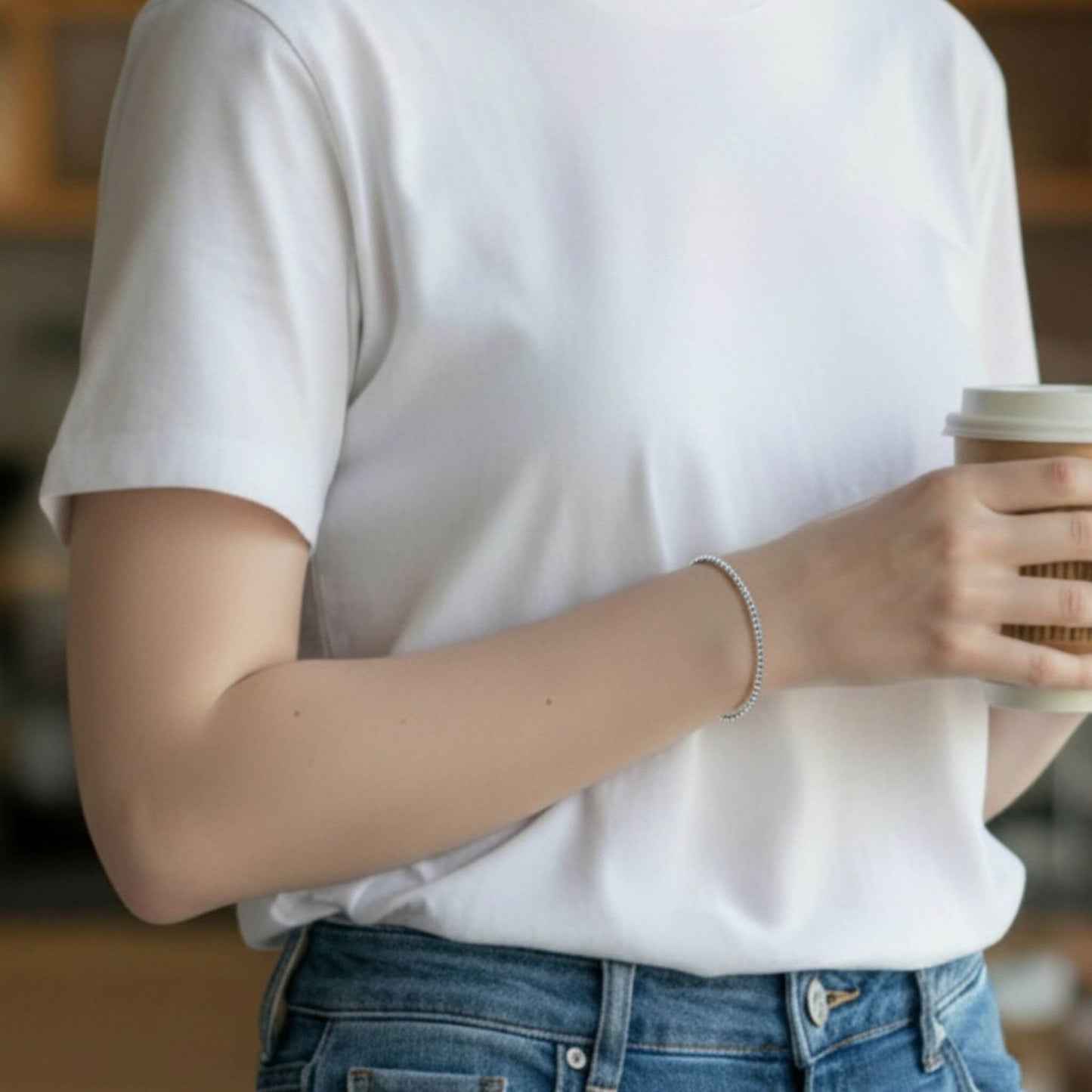 Adjustable sterling silver ball bracelet with lobster clasp
