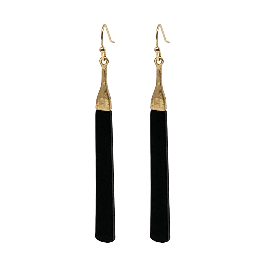 Black & Gold Hammered Bar Earrings