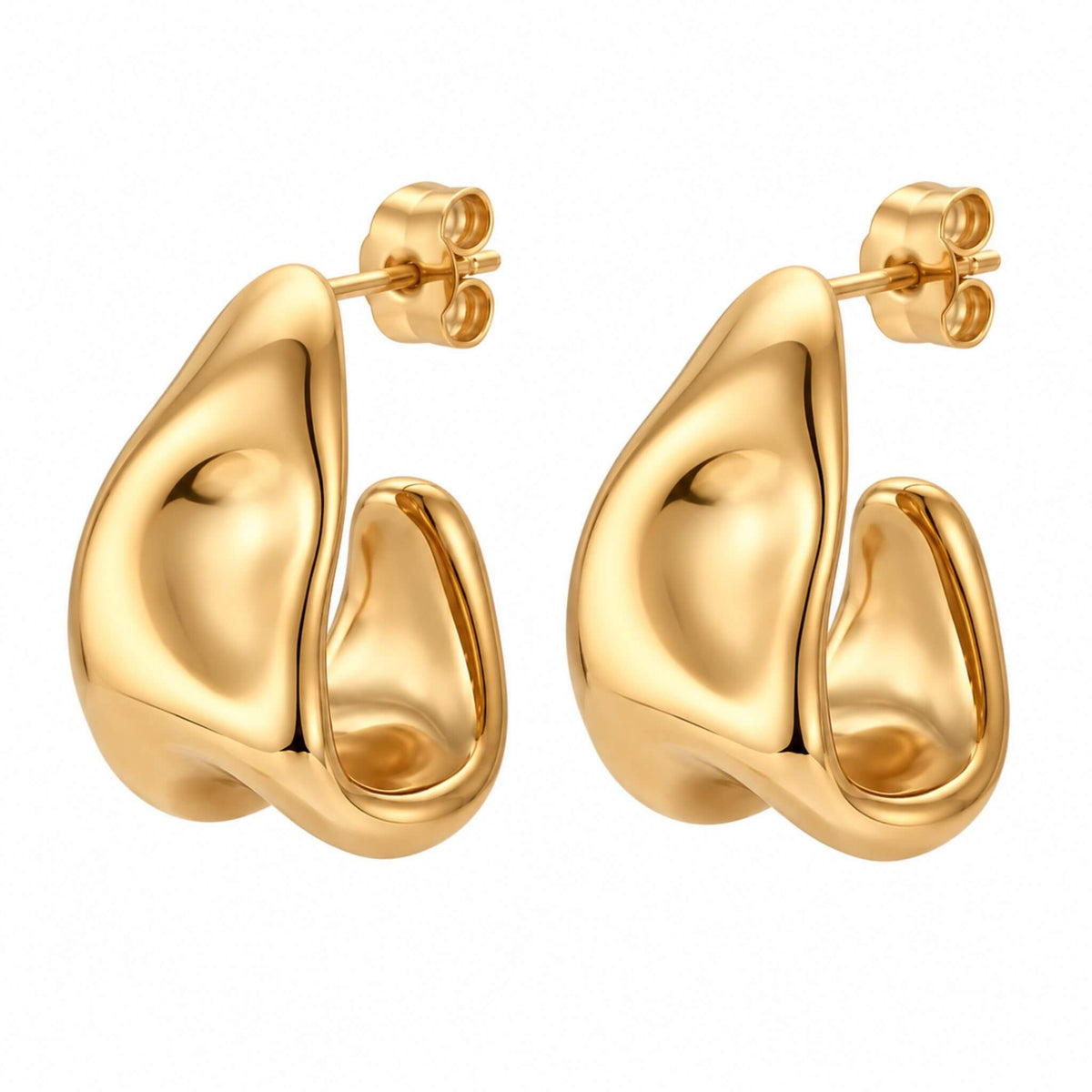 Chunky Hoop Earrings in Gold & Silver Stainless Steel