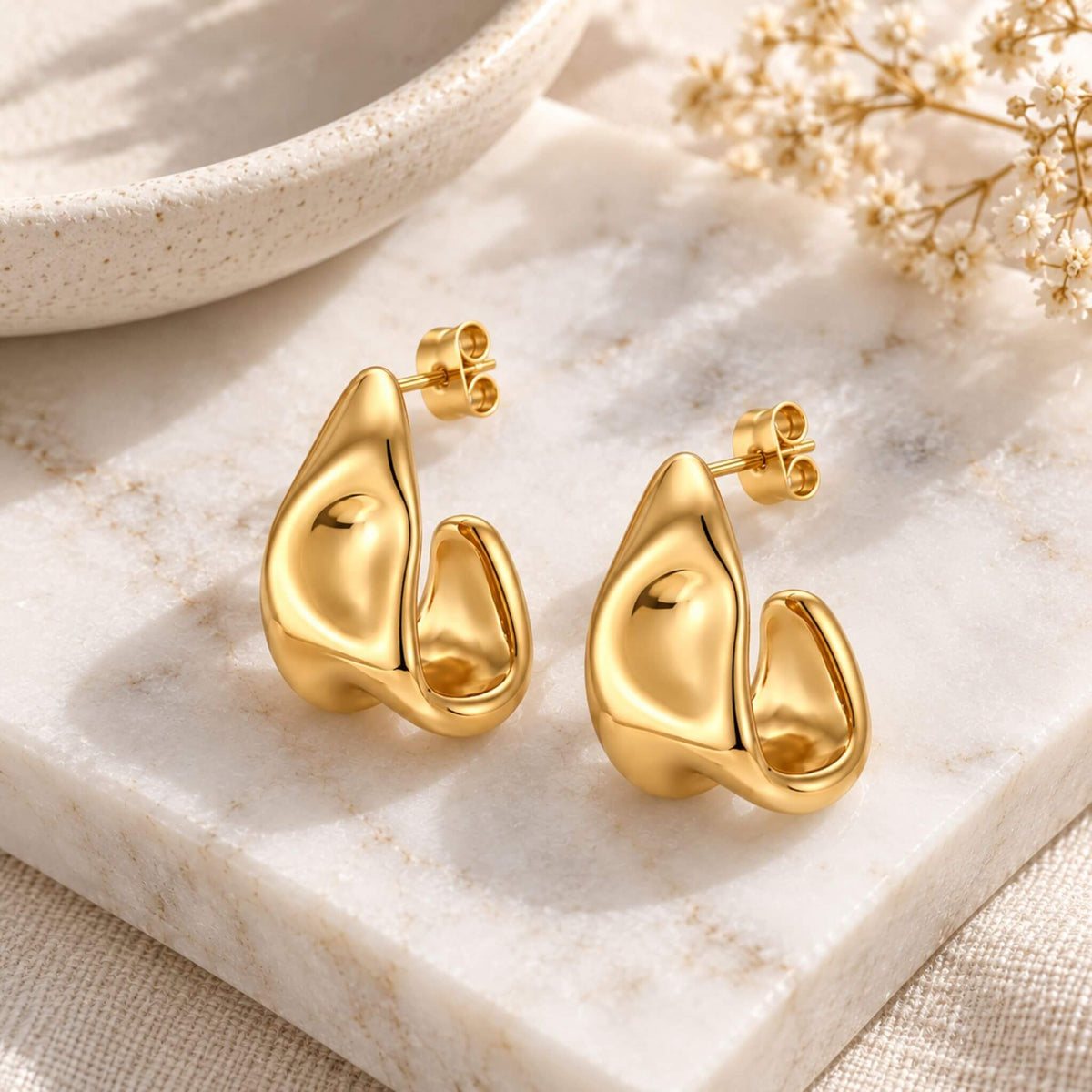 Chunky Hoop Earrings in Gold & Silver Stainless Steel
