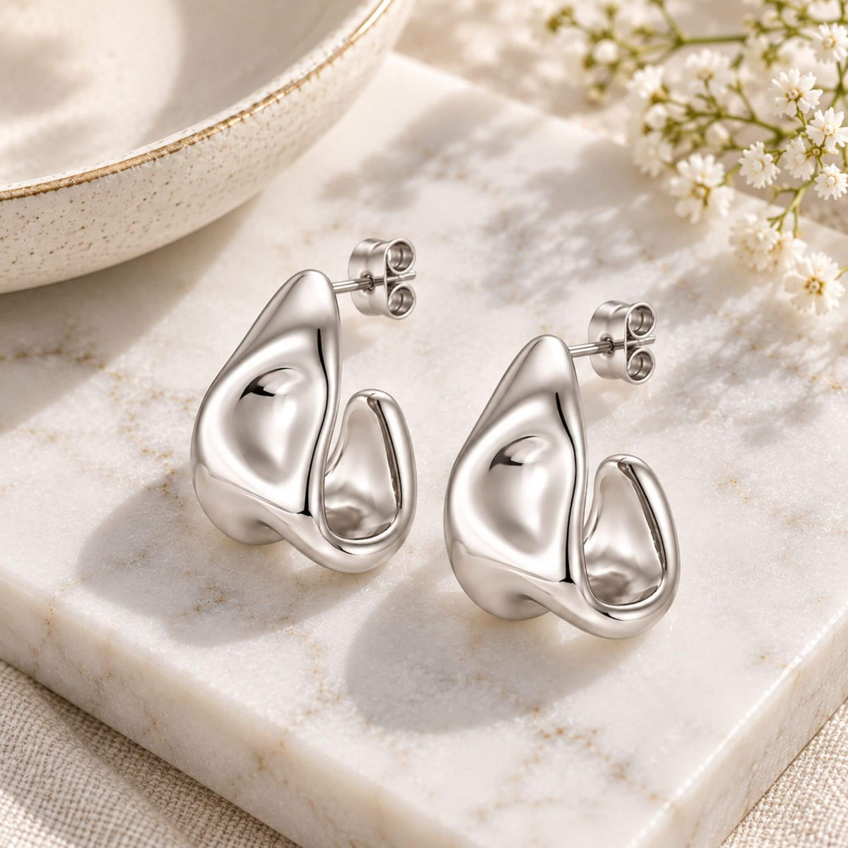 Chunky Hoop Earrings in Gold & Silver Stainless Steel