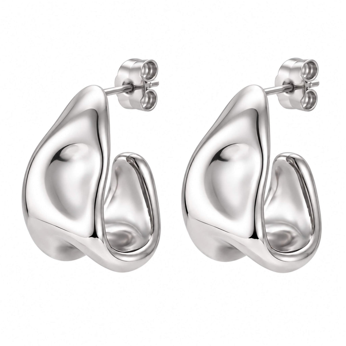Chunky Hoop Earrings in Gold & Silver Stainless Steel