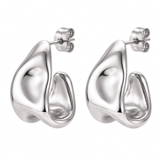 Chunky Hoop Earrings in Gold & Silver Stainless Steel