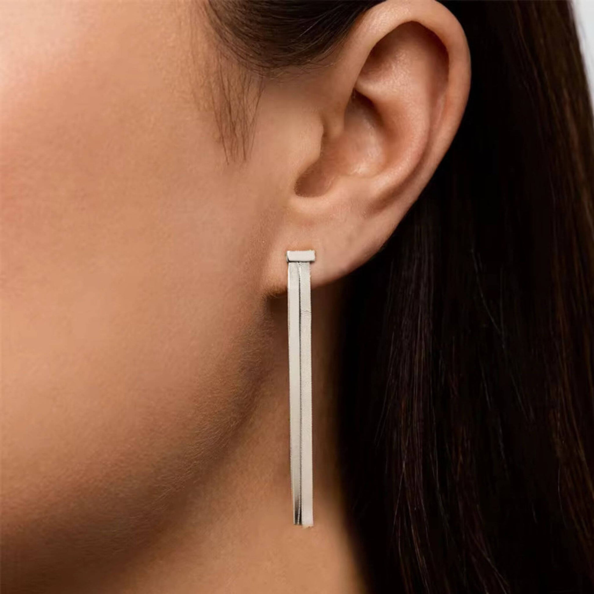 Dainty Silver Drop Earrings – Hypoallergenic 925 Sterling Silver Tassel Earrings for Everyday Wear
