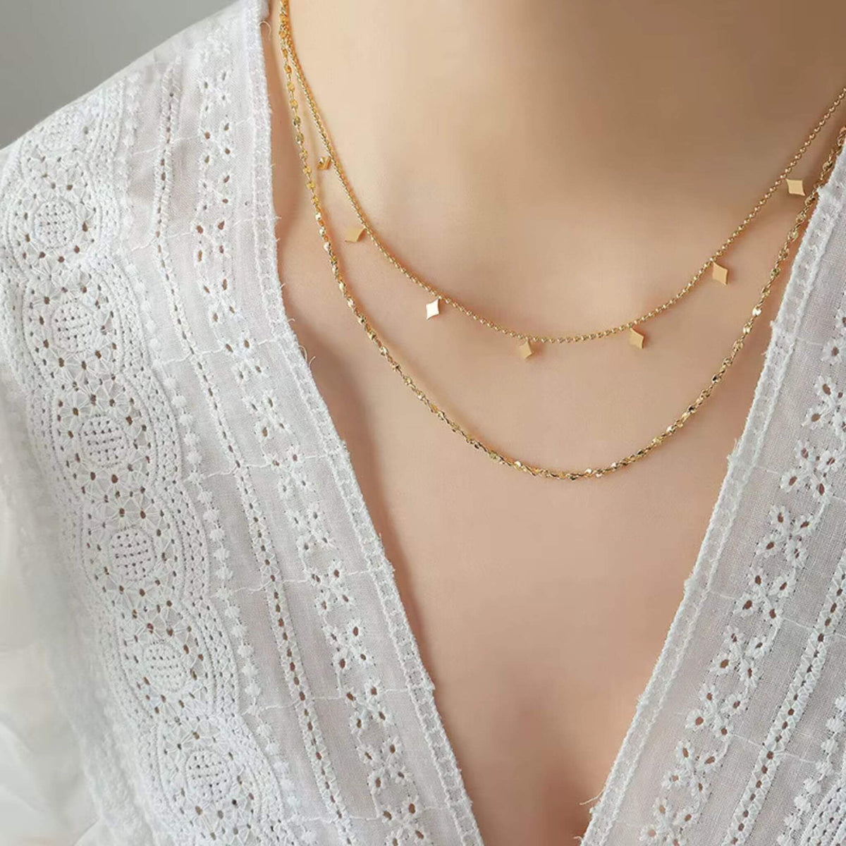 Luxury 18K gold plated geometric necklace set - perfect gift for birthdays or anniversaries