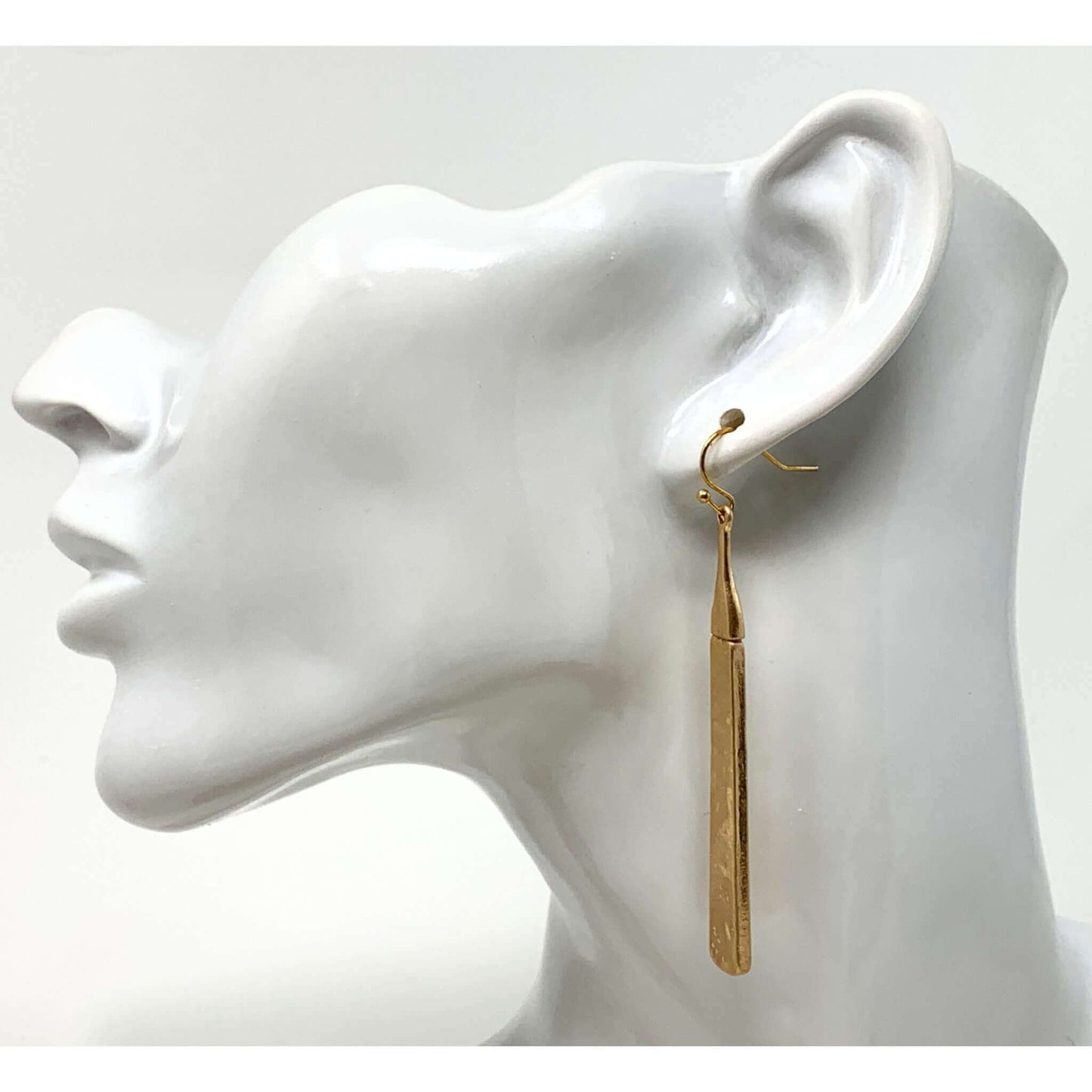 Gold Hammered Bar Earrings - Everyday Elegance