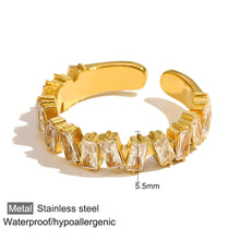 Hypoallergenic 18K gold plated open ring – adjustable sizing with 5A CZ stones for sensitive skin
