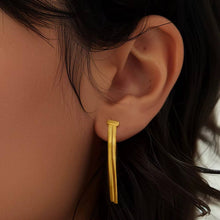 Minimalist Gold Tassel Earrings – Boho Chic 14K Gold Plated Stud Earrings with Delicate Chain Detail
