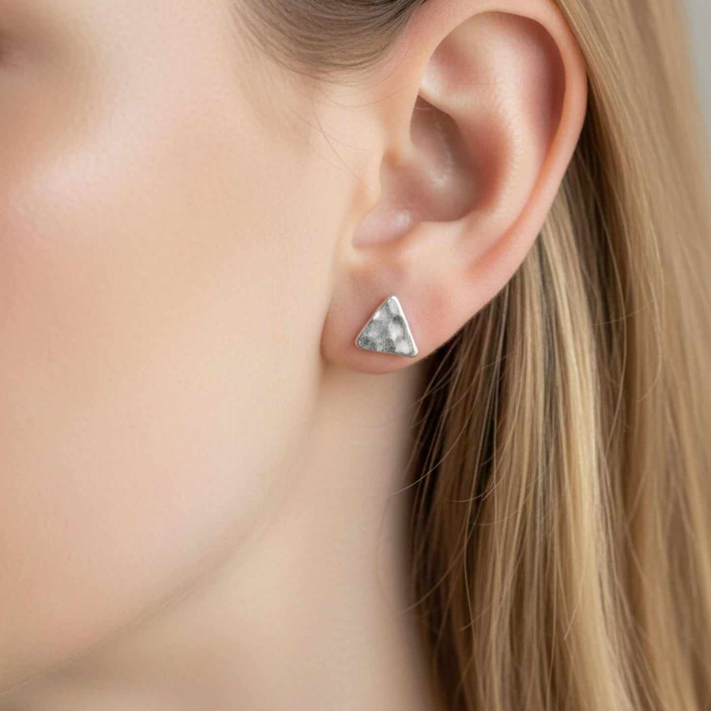 Minimalist geometric sterling silver triangle stud earrings