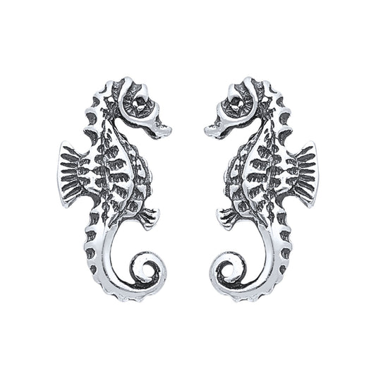 Sterling silver seahorse stud earrings by SeaSpray Jewelry