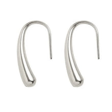 Polished silver stainless steel teardrop hook earrings for women – minimalist, hypoallergenic jewelry
