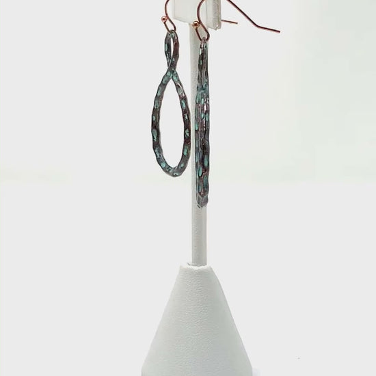 Patina Hammered Twisted Hoop Earrings