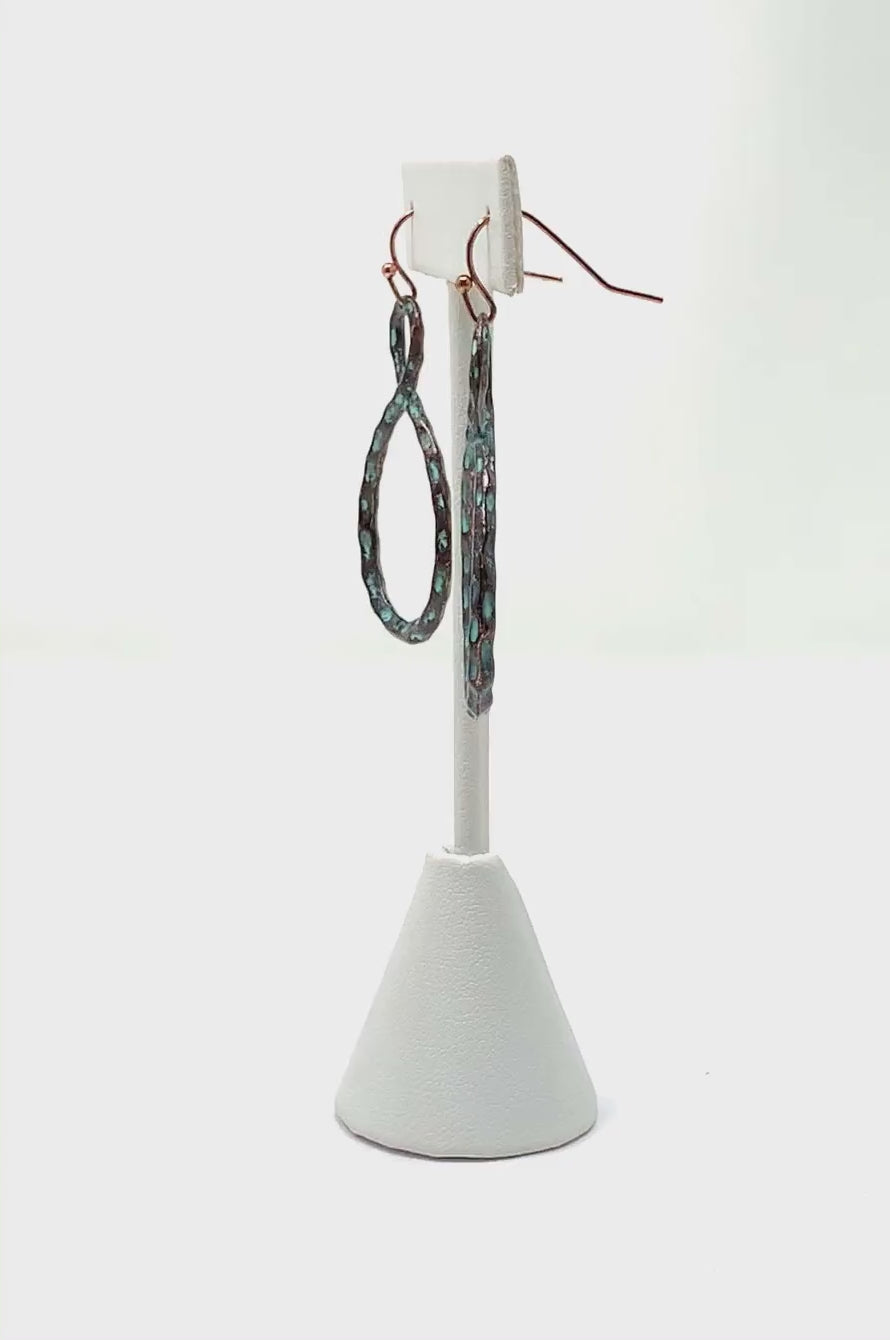 Patina Hammered Twisted Hoop Earrings