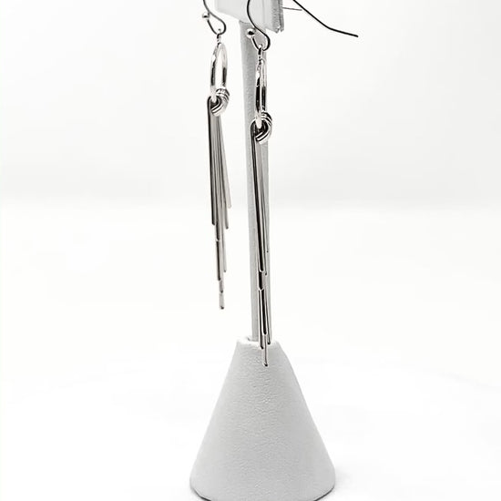 Silver Metal Fringe Tassel Earrings