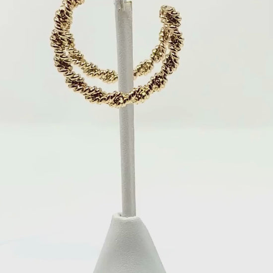 Twisted Gold Rope Hoop Earrings