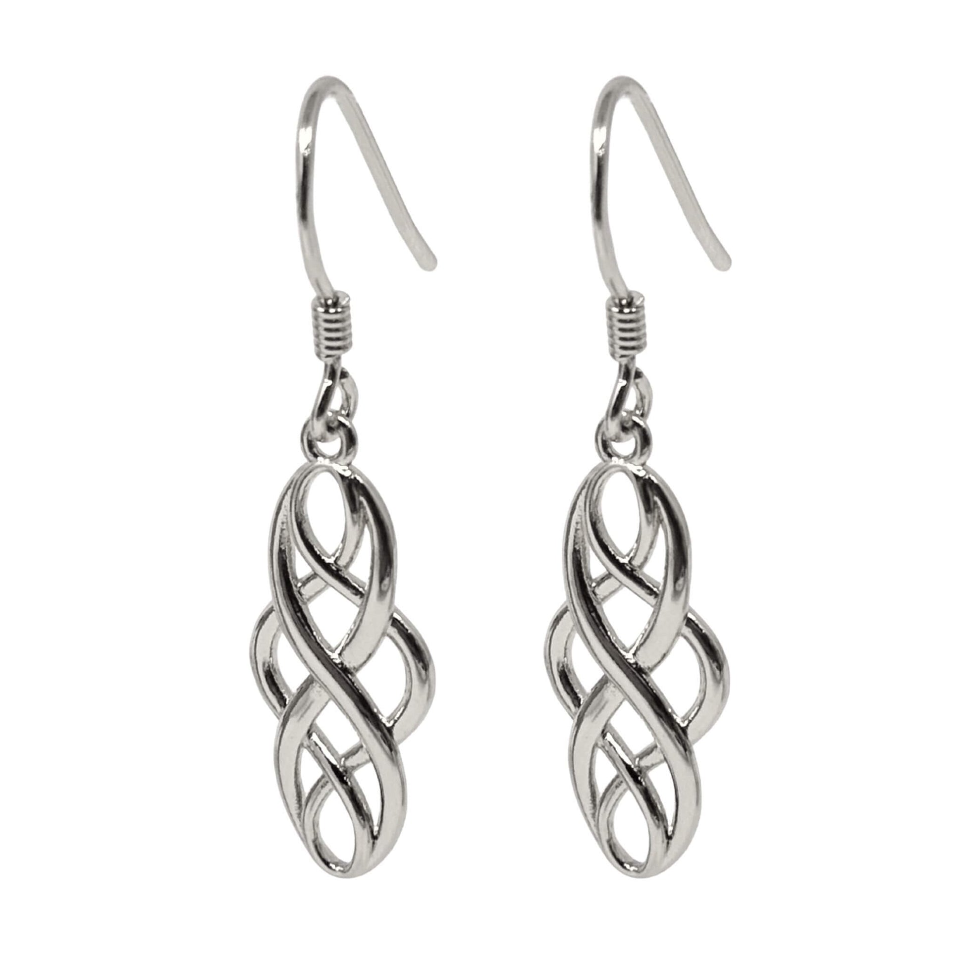 Elegant silver Celtic knot earrings with intricate design