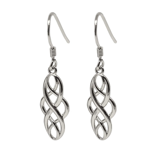 Elegant silver Celtic knot earrings with intricate design