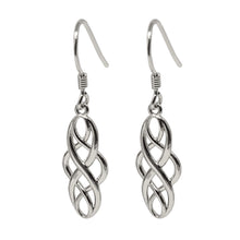 Elegant silver Celtic knot earrings with intricate design
