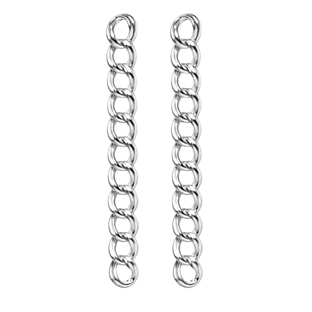 Silver dangle earrings in 925 sterling silver with polished curb chain links