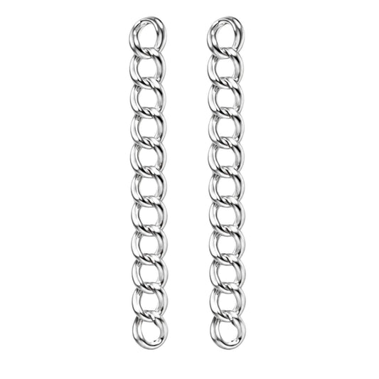 Silver dangle earrings in 925 sterling silver with polished curb chain links