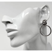 Front view of silver door knocker  hoop stud earrings, showcasing a modern, versatile design suitable for any occasion.
