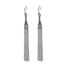 Worn Silver Hammered Bar Earrings
