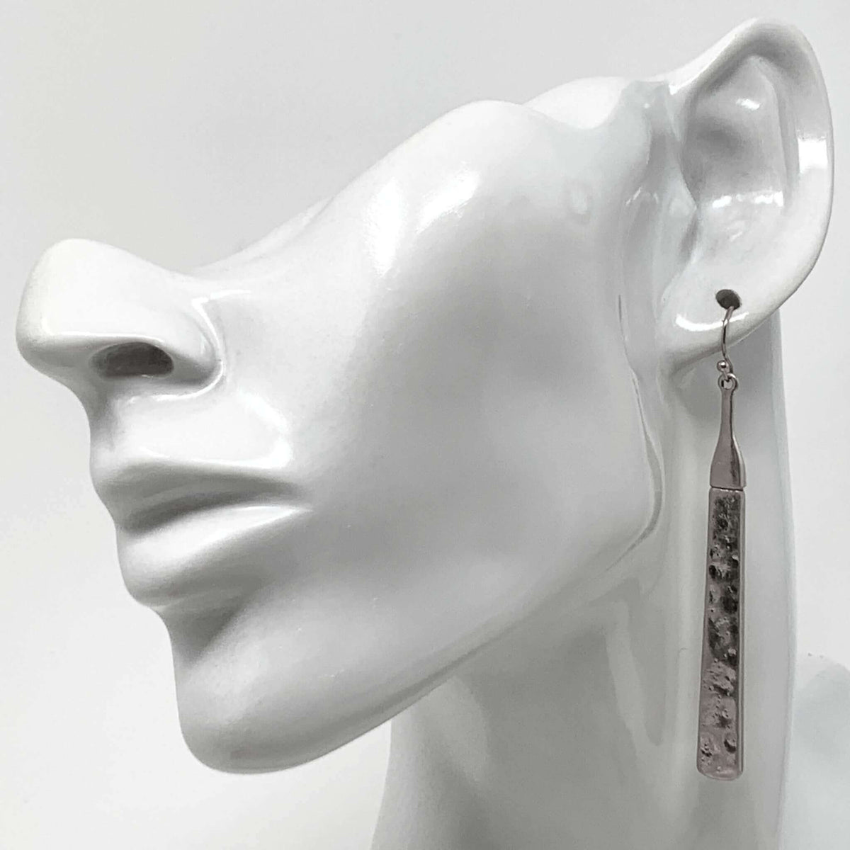 Hammered Bar Dangle Earrings - Shimmering Silver Accessory