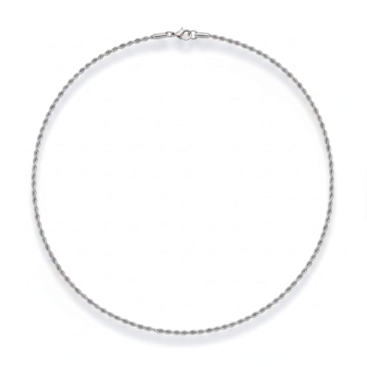 Stainless steel silver rope chain necklace 3mm waterproof tarnish-free