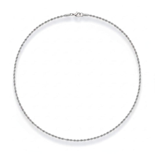 Stainless steel silver rope chain necklace 3mm waterproof tarnish-free