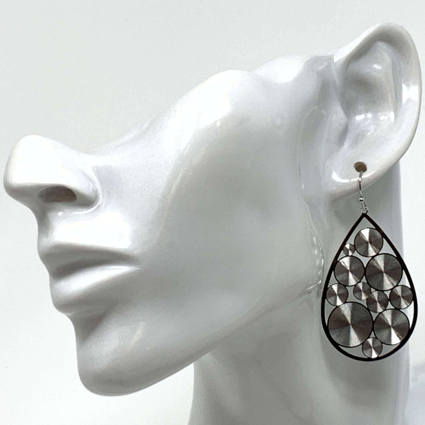Dangle earrings with mini spiral discs
