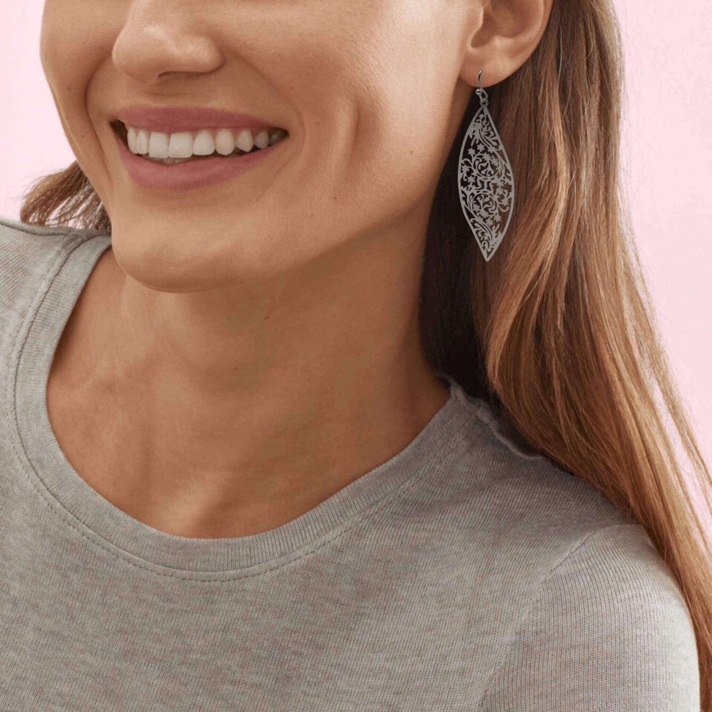 Long And Stylish Dangle Earrings With Floral Accents