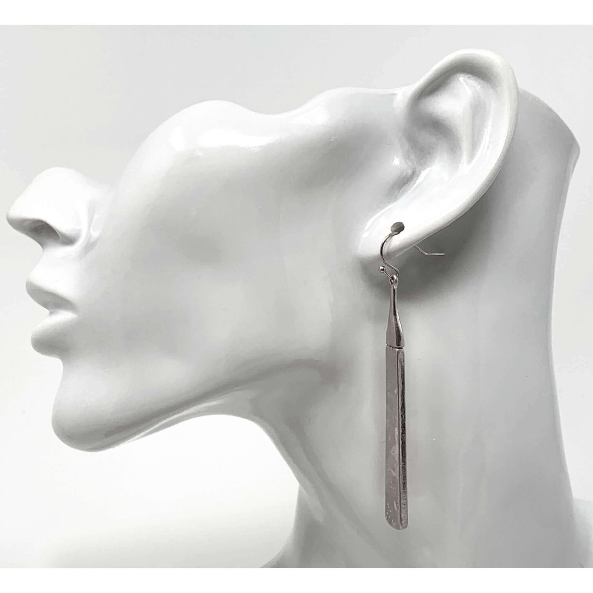 Silver Hammered Bar Earrings - Timeless Glamour