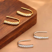 Sleek Sterling Silver Zircon Earrings - Statement 18K Gold Plated Linear Design for Special Occasions
