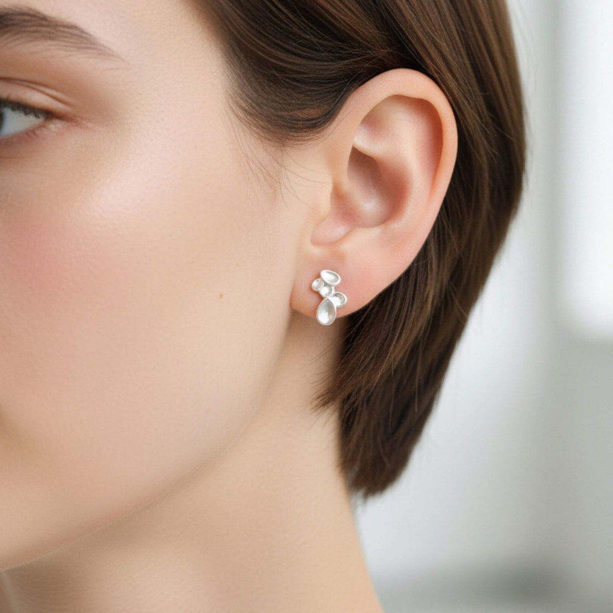 Small sterling silver teardrop stud earrings