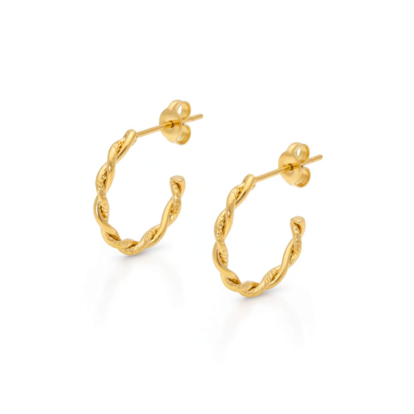 18k Gold Plated Rope Twist Hoop Earrings Hypoallergenic