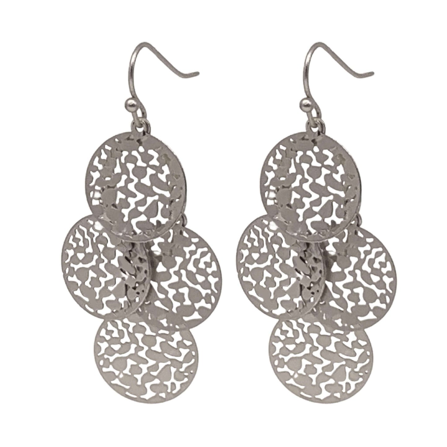 Statement Chandelier Earrings Silver With Filigree Detail