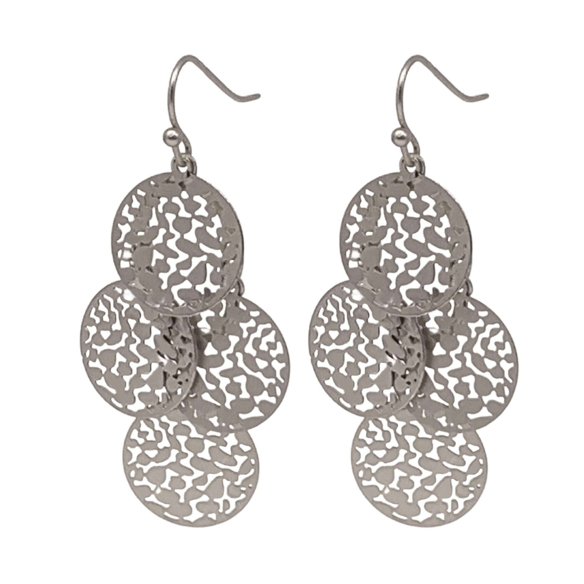 Statement Chandelier Earrings Silver With Filigree Detail