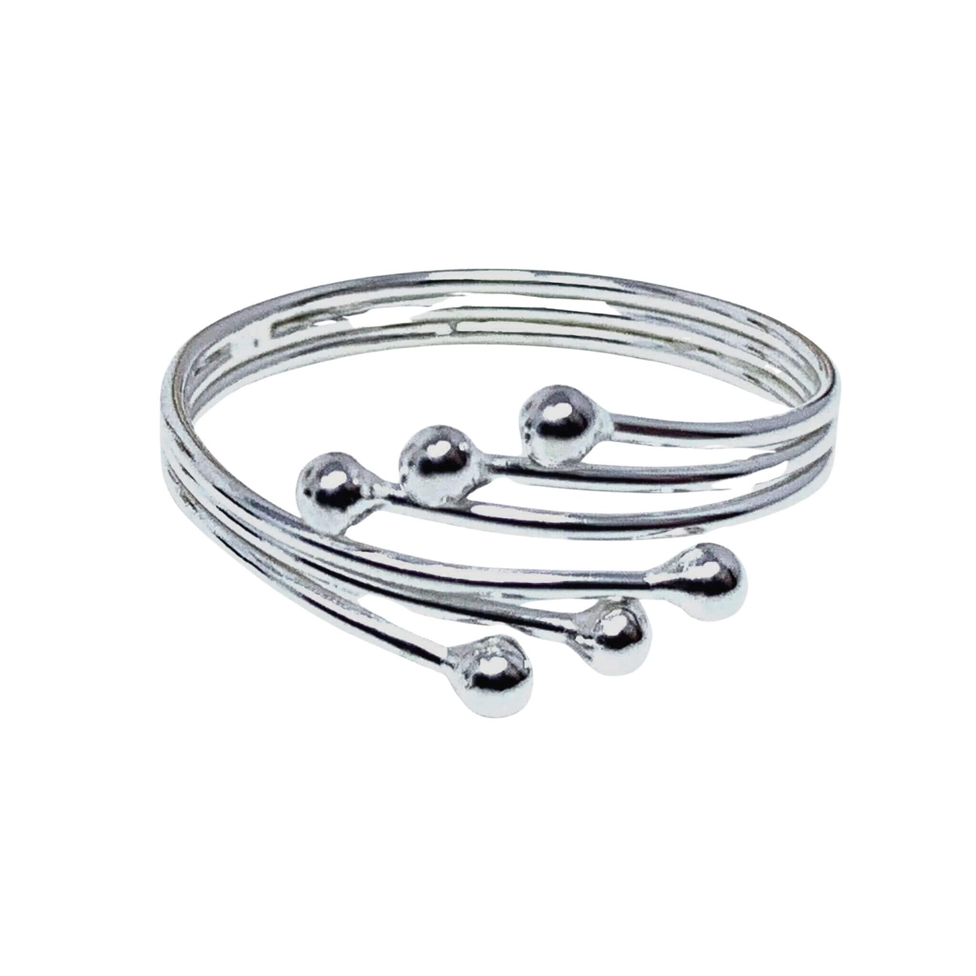 Sterling silver adjustable ball ring minimalist stackable band