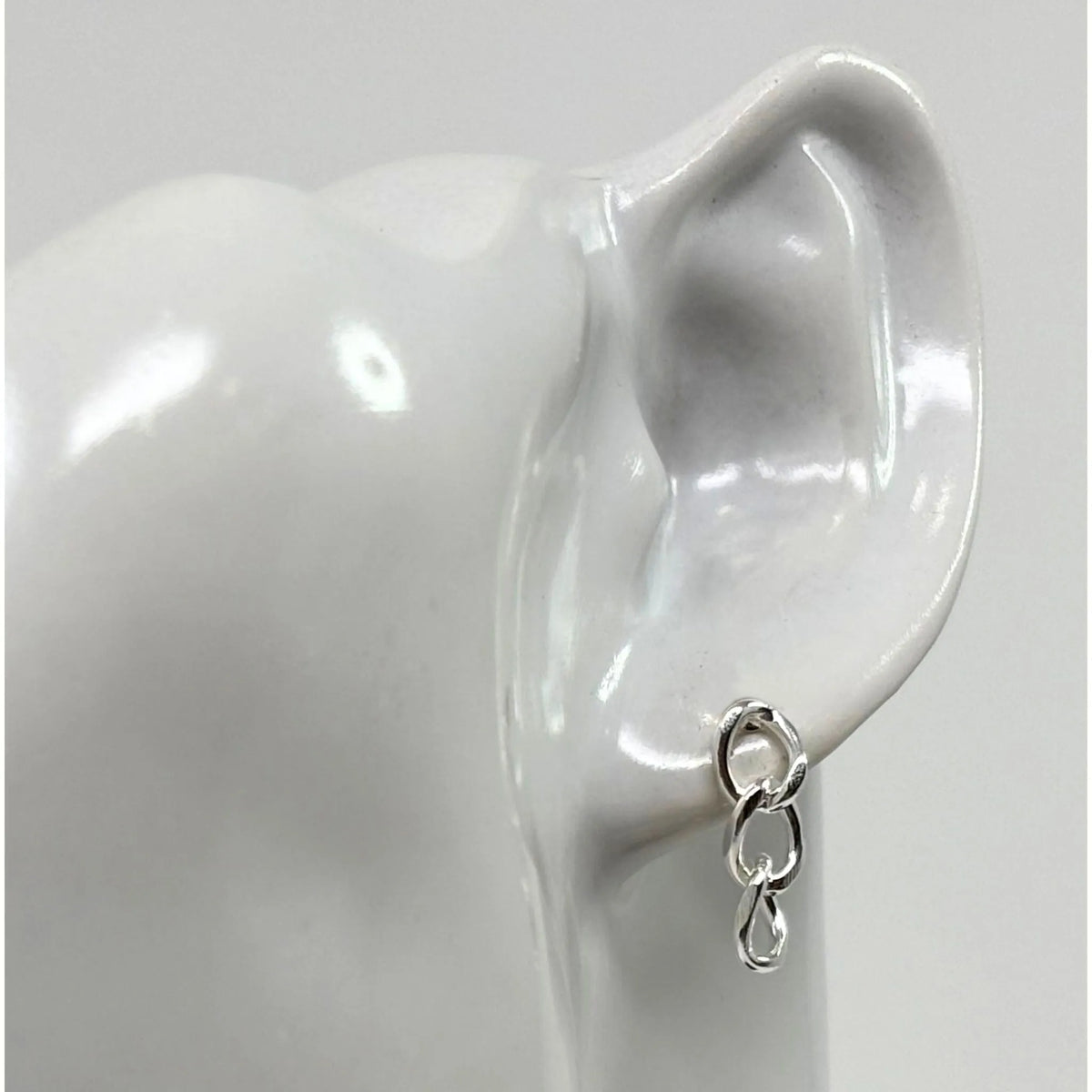  Sterling silver three curb chain stud earrings displayed as a jewelry gift for her