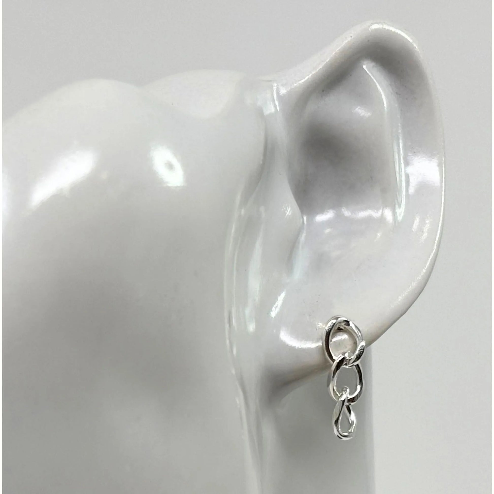  Sterling silver three curb chain stud earrings displayed as a jewelry gift for her