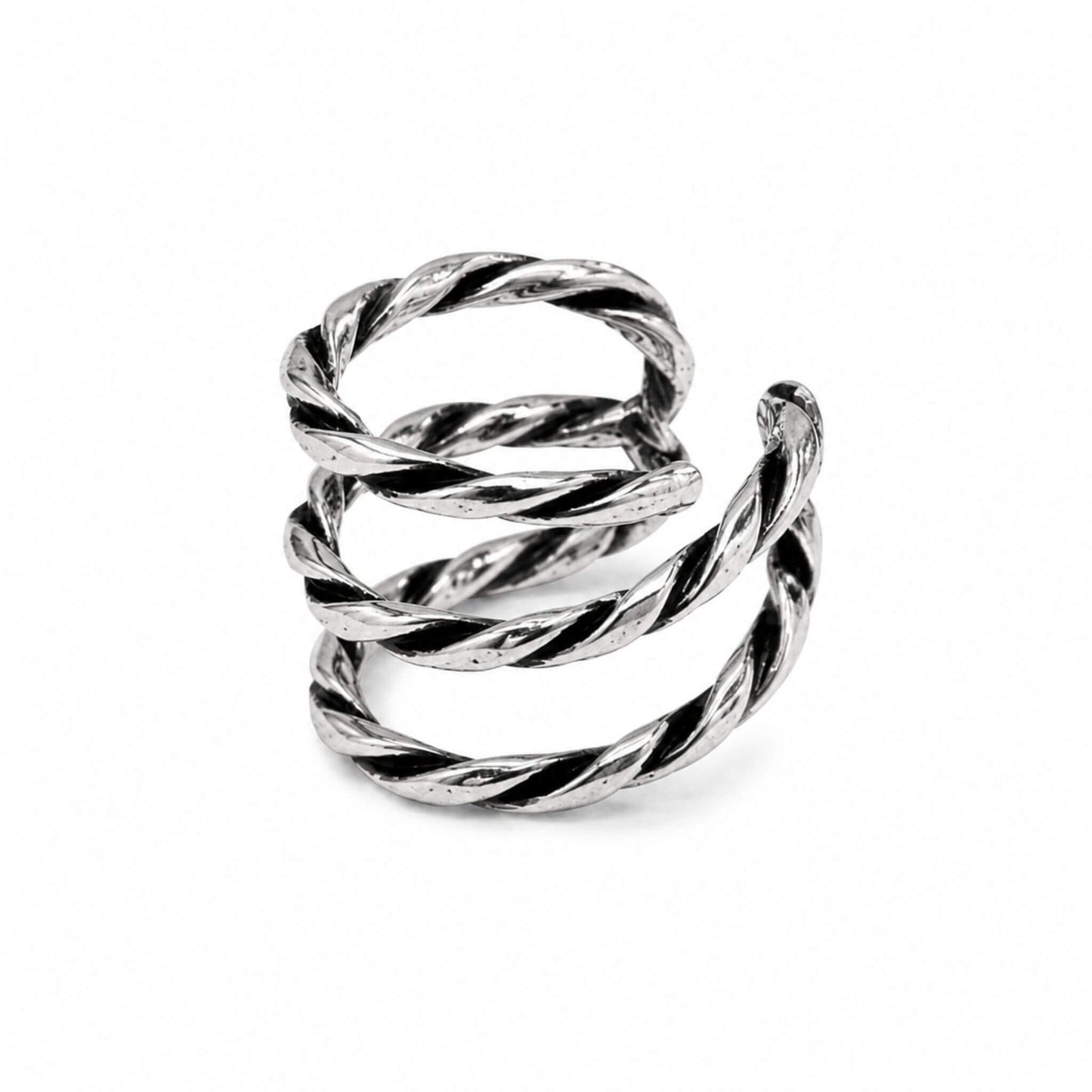 Sterling silver ear cuff no piercing with oxidized twisted design for minimalist cartilage jewelry.