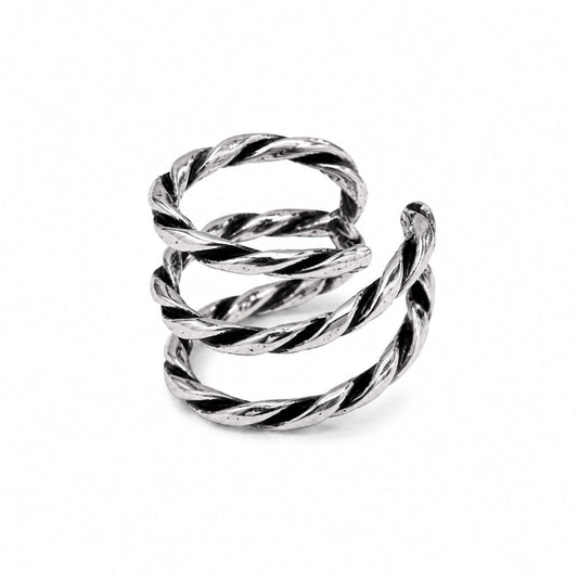 Sterling silver ear cuff no piercing with oxidized twisted design for minimalist cartilage jewelry.