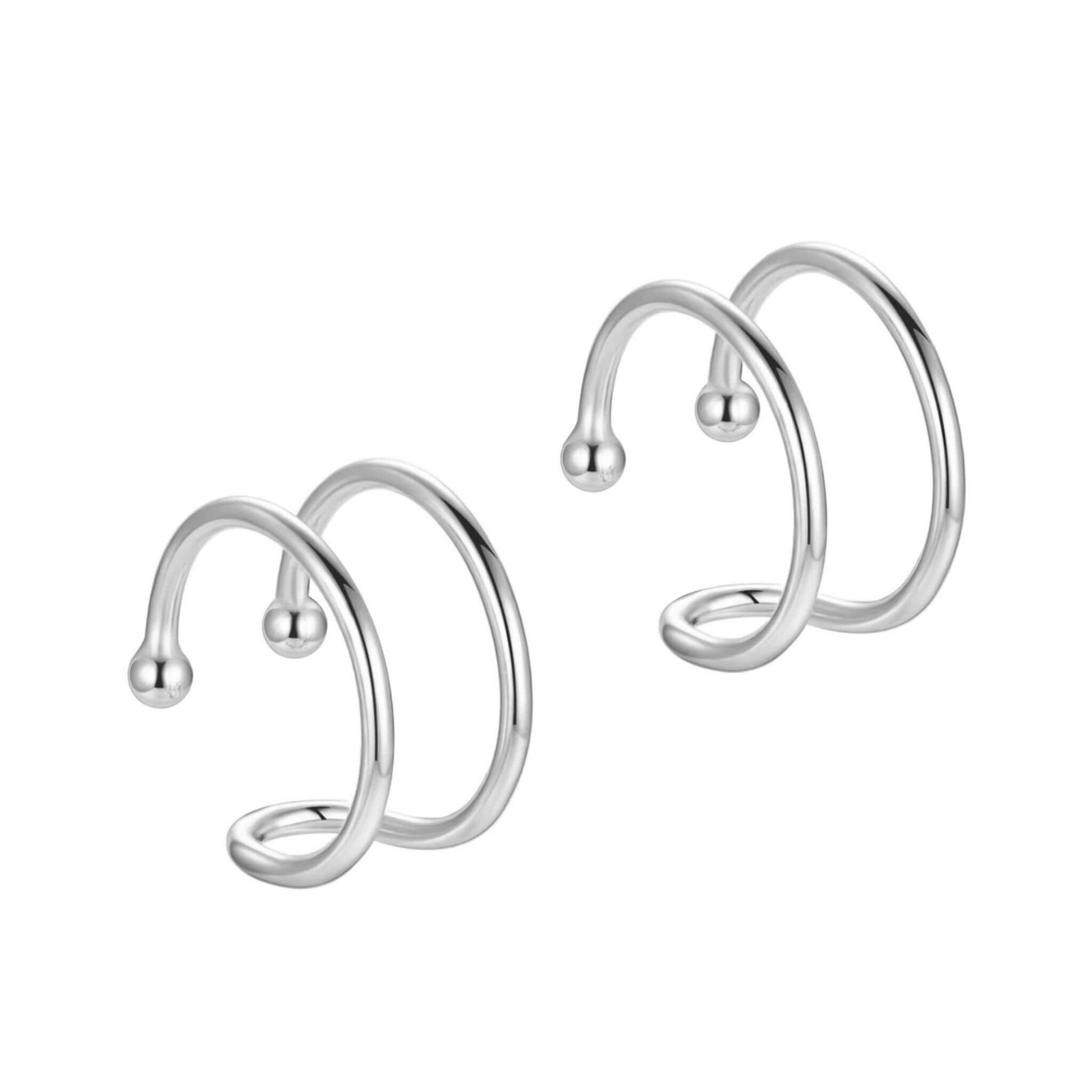 925 sterling silver ear cuff for non-pierced ears – double band minimalist style