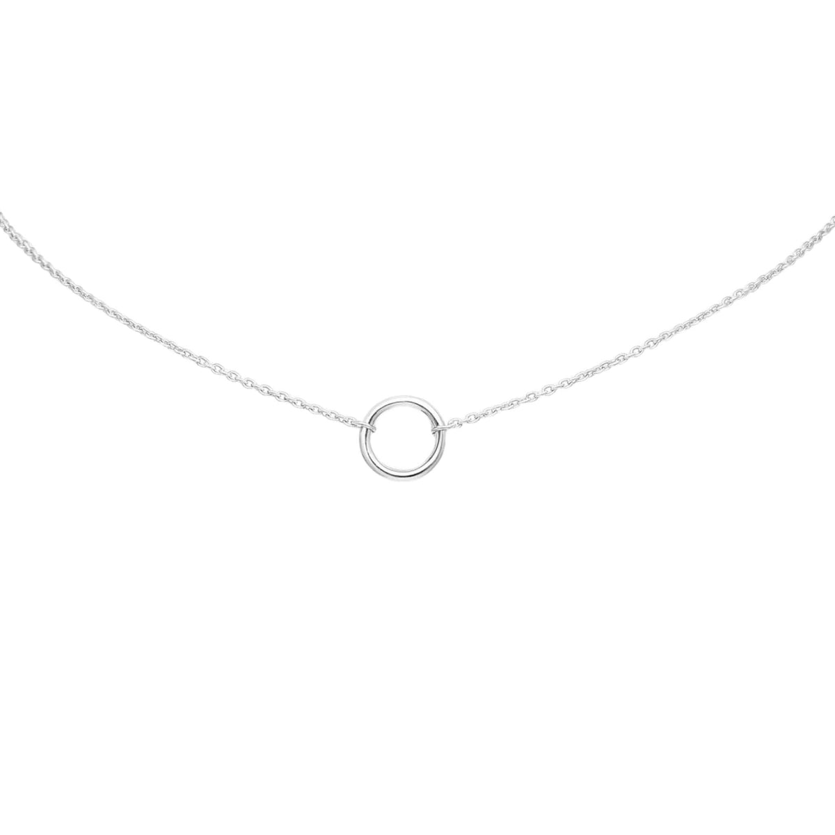 Sterling silver open circle choker necklace with minimalist round pendant